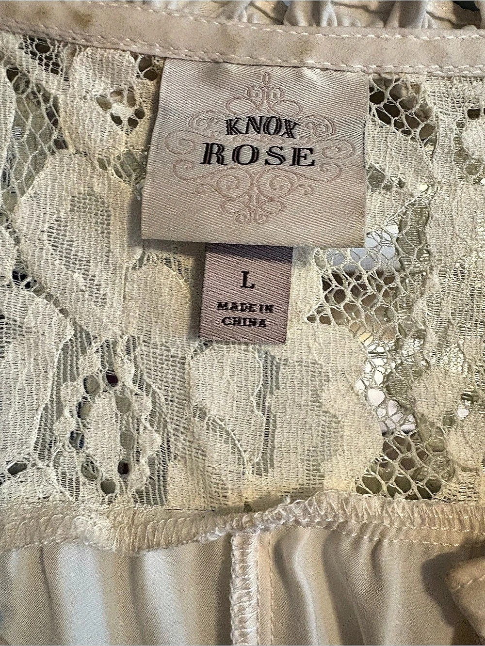 Knox Rose Lace Yoke Peasant Blouse in Ivory Size Large - Picture 7 of 11